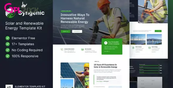 Syngenic – Solar & Renewable Energy Elementor Template Kit